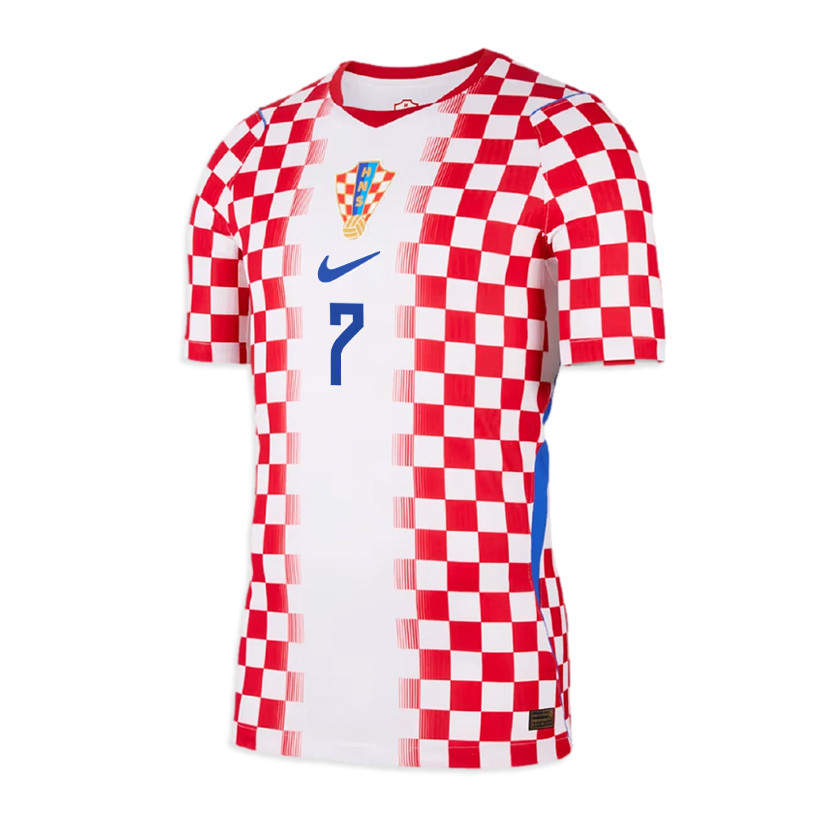Lovro Majer 7 Croatia National Team 2026 x World Cup Patch Home Jersey - Men, White/ Red - Jersey Teams