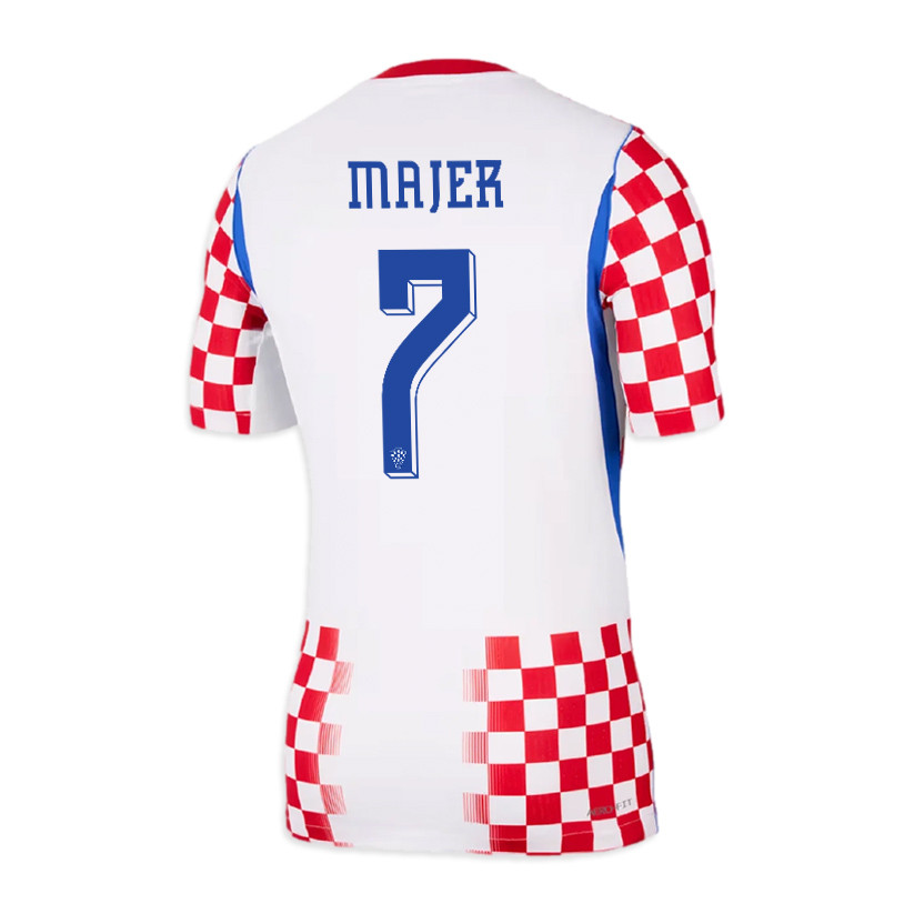 Lovro Majer 7 Croatia National Team 2026 x World Cup Patch Home Jersey - Men, White/ Red - Jersey Teams