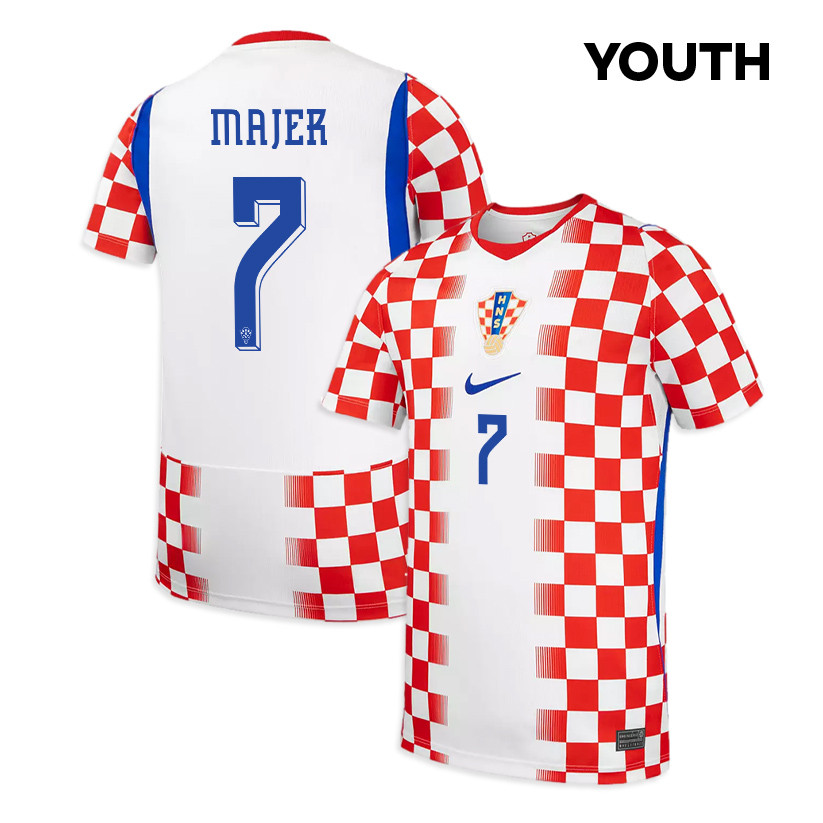 Lovro Majer 7 Youth Croatia National Team 2026 Home Jersey - White/ Red - Jersey Teams