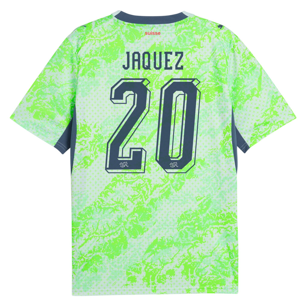Luca Jaquez 20 Switzerland National Team 2026 Away Jersey - Men, Green - Jersey Teams