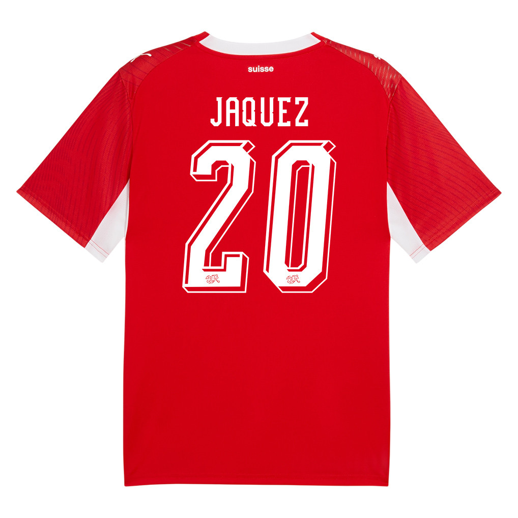 Luca Jaquez 20 Switzerland National Team 2026 x World Cup Patch Home Jersey - Red, Men - Jersey Teams