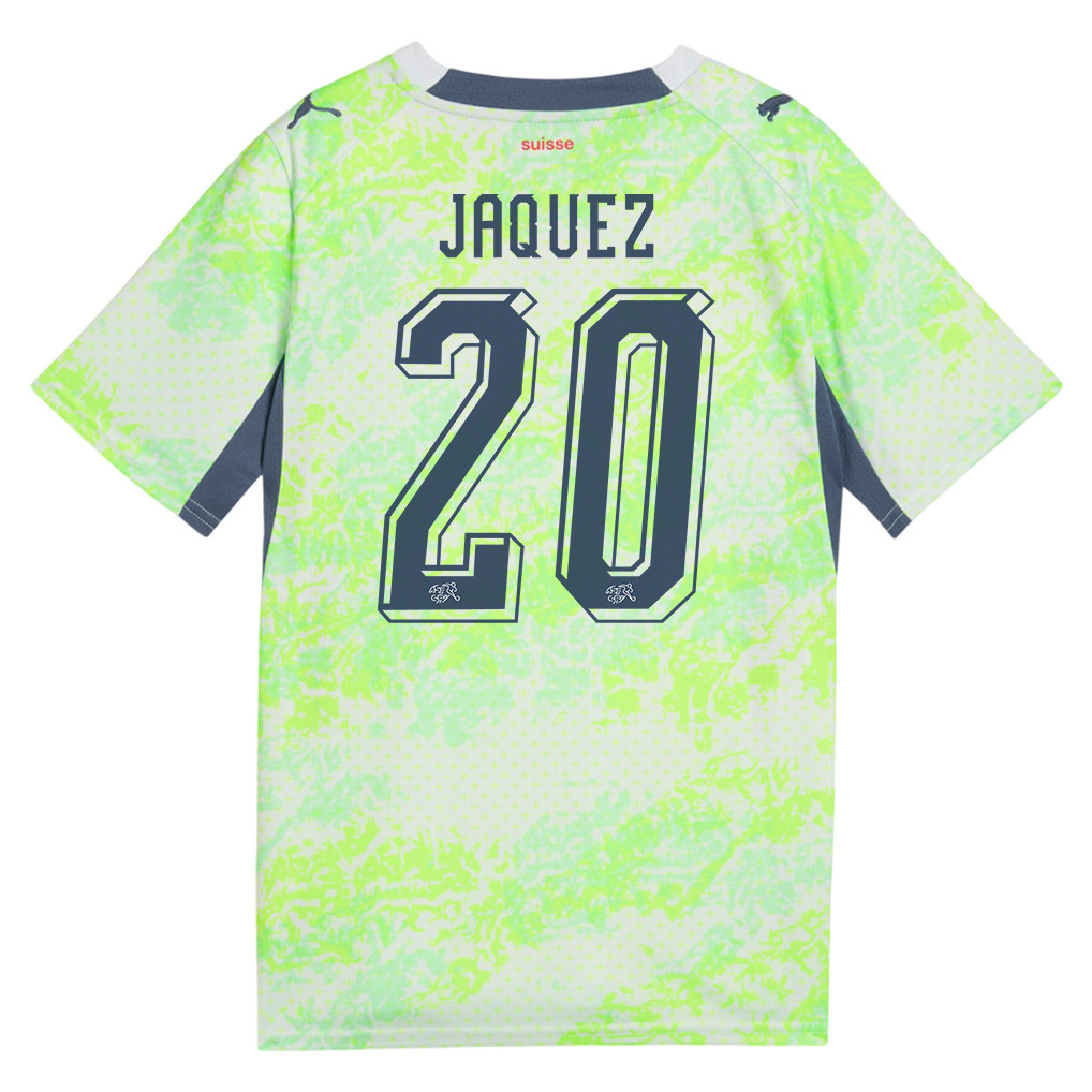 Luca Jaquez 20 Youth Switzerland National Team 2026 Away Jersey - Green - Jersey Teams