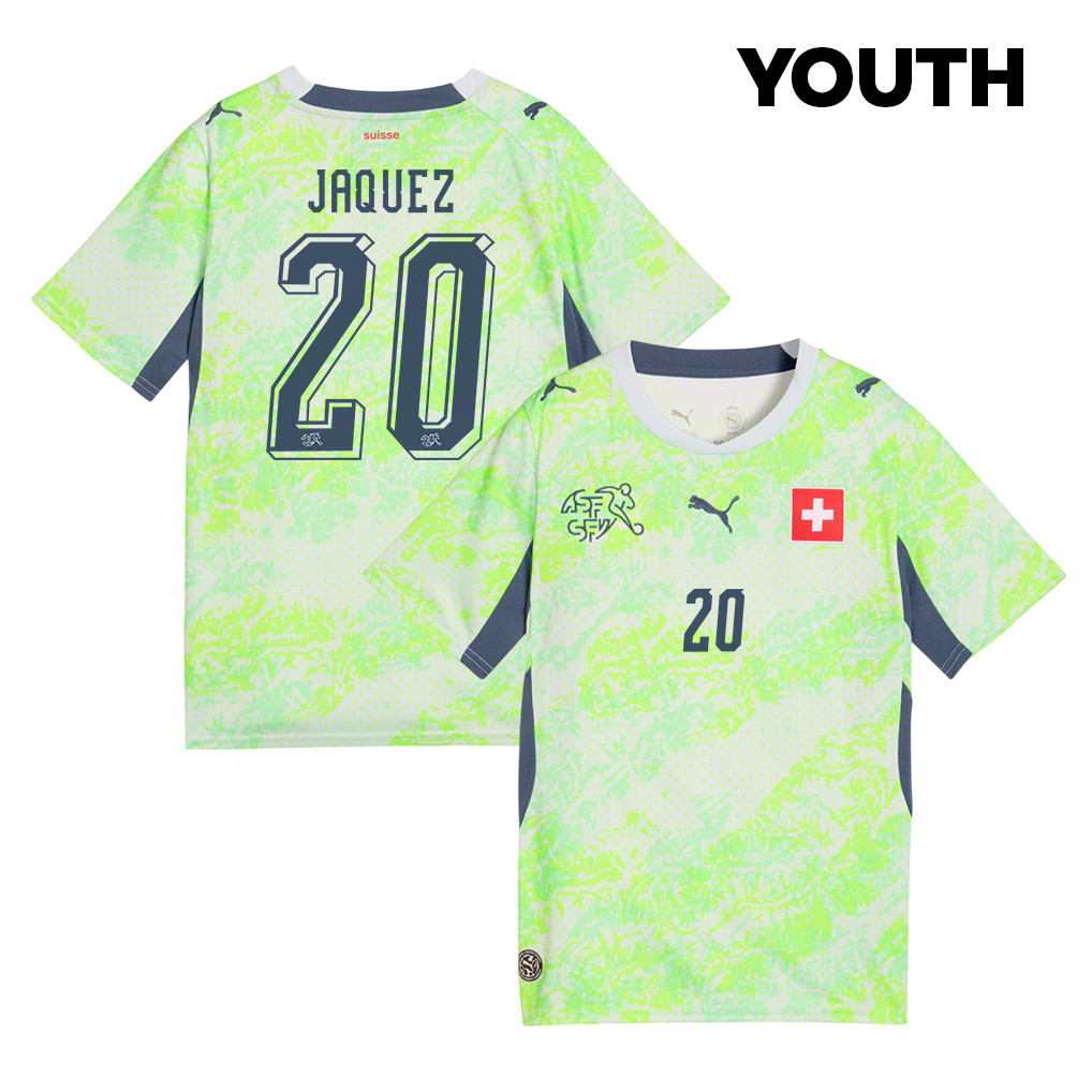 Luca Jaquez 20 Youth Switzerland National Team 2026 Away Jersey - Green - Jersey Teams