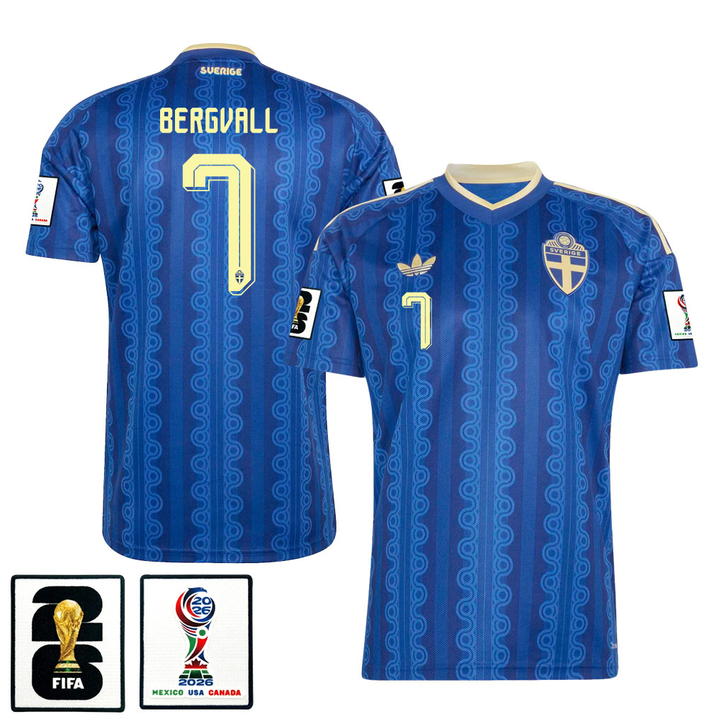 Lucas Bergvall 7 Sweden National Team 2026 Away Jersey - Blue, Men - Jersey Teams
