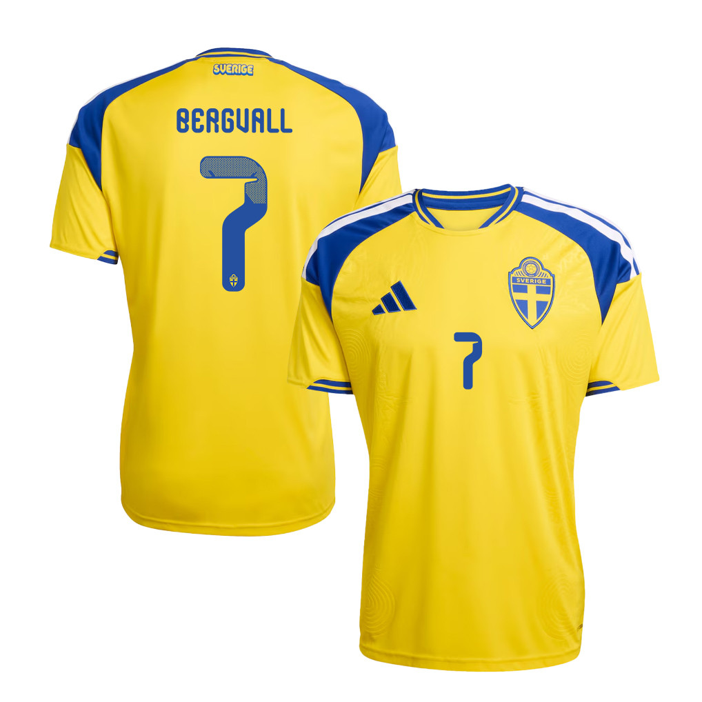 Lucas Bergvall 7 Sweden National Team 2026 Home Jersey - Yellow, Men - Jersey Teams