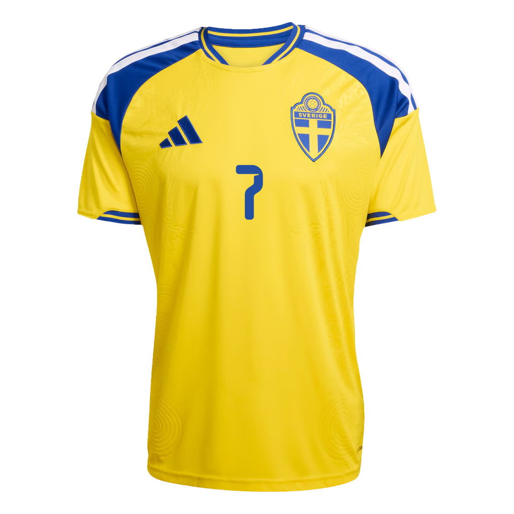 Lucas Bergvall 7 Sweden National Team 2026 x World Cup Patch Home Jersey - Yellow, Men - Jersey Teams