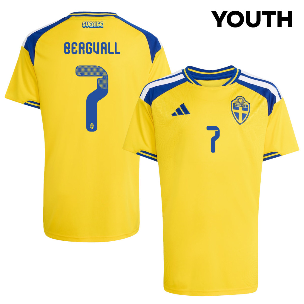 Lucas Bergvall 7 Youth Sweden National Team 2026 Home Jersey - Yellow - Jersey Teams