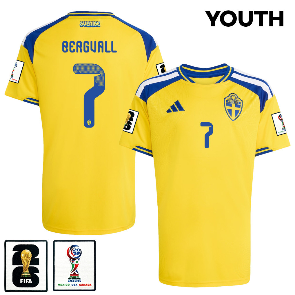 Lucas Bergvall 7 Youth Sweden National Team 2026 Home Jersey - Yellow - Jersey Teams
