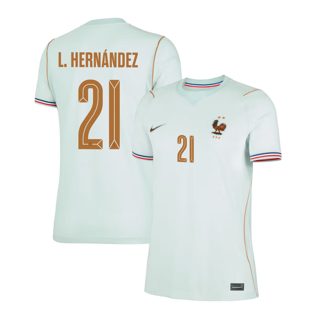 Lucas Hernández 21 France National Team 2026 Women's Away Jersey - Green - Jersey Teams