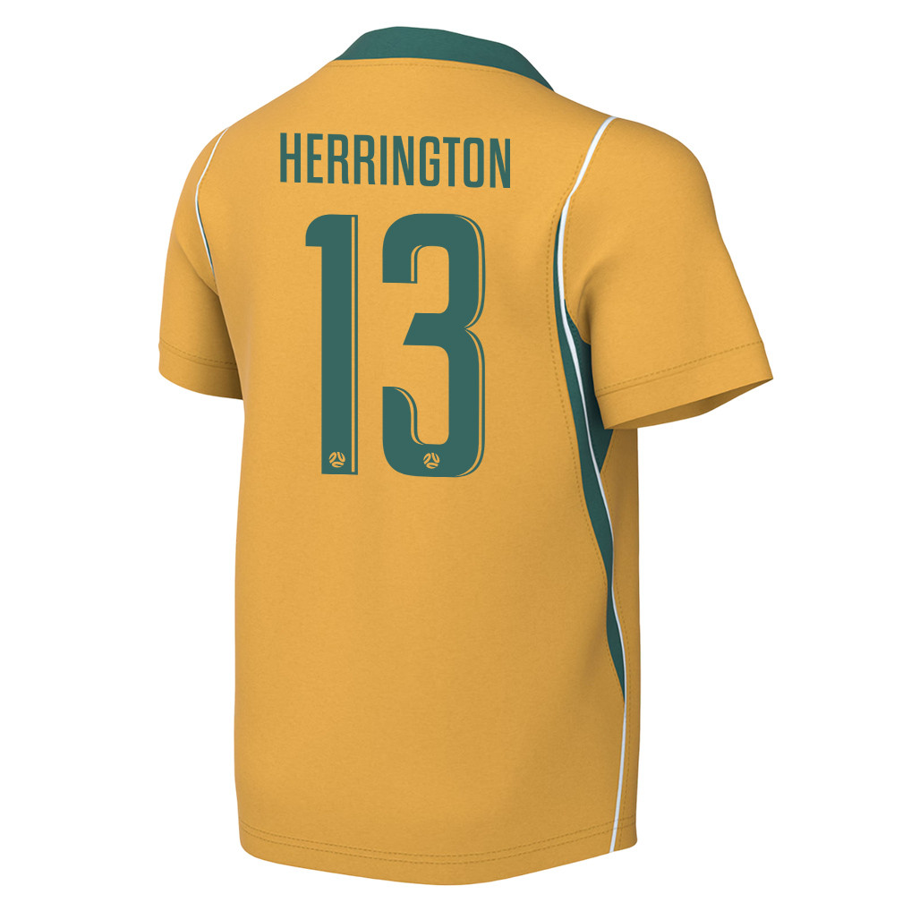 Lucas Herrington 13 Youth Australia National Team 2026 Home Jersey - Yellow - Jersey Teams