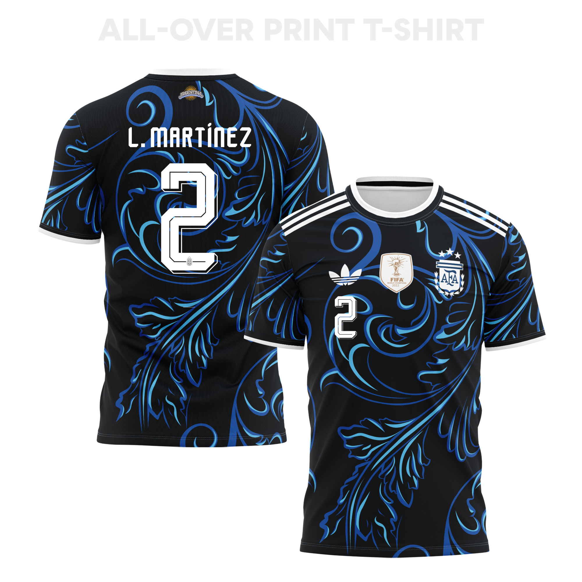 Lucas Martínez Quarta 2 Argentina 2026 Away 3D T-Shirt Fully Printed – Unisex, Black - Jersey Teams