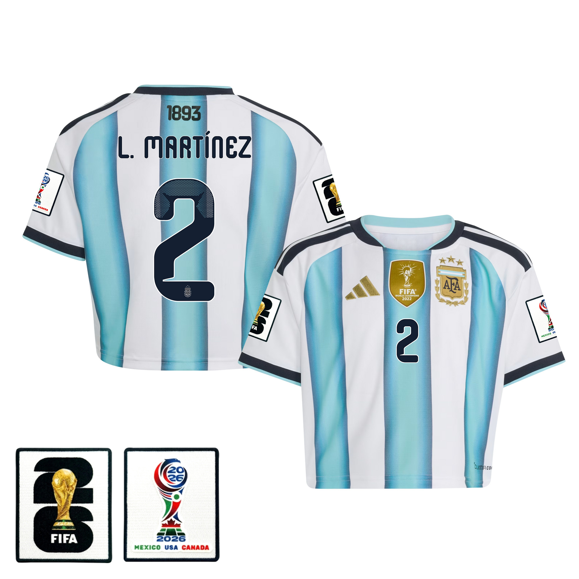 Lucas MartÃnez Quarta 2 Argentina 2026 Home Women’s Cropped Jersey – White – Jersey Teams