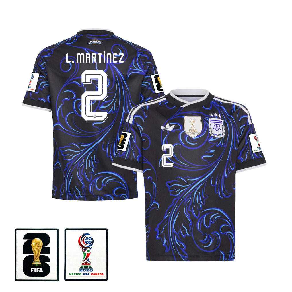 Lucas MartÃnez Quarta 2 Youth Argentina National Team 2026 Away Jersey – Black – Jersey Teams