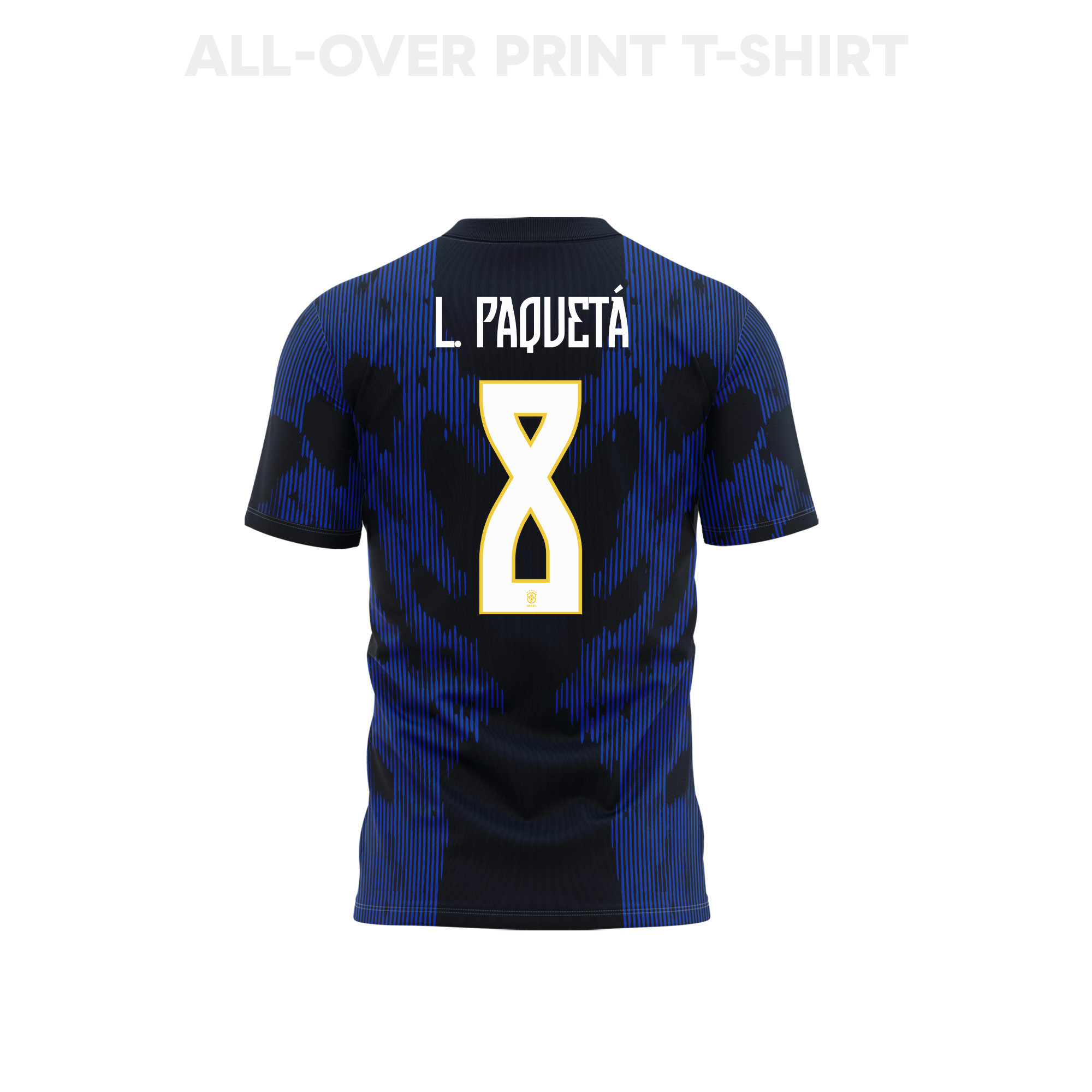 Lucas Paquetá 8 Brazil 2026 Away 3D T-Shirt Fully Printed – Unisex, Blue - Jersey Teams