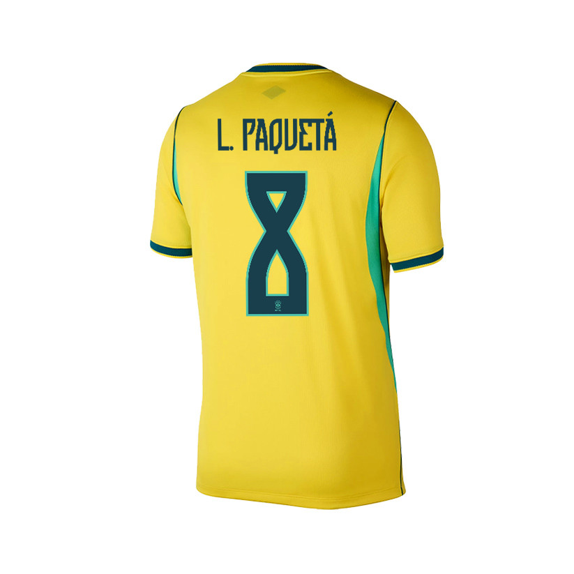 Lucas Paquetá 8 Brazil 2026 YOUTH Home Jersey & Shorts Set - Yellow - Jersey Teams