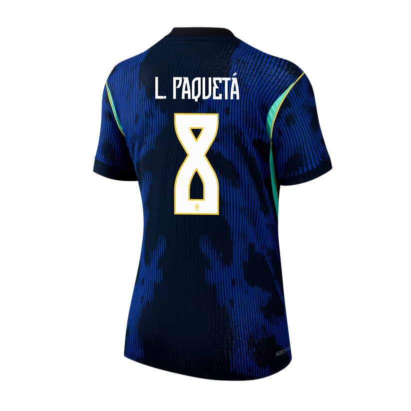 Lucas Paquetá 8 Women's Brazil National Team 2026 Away Jersey - Blue - Jersey Teams