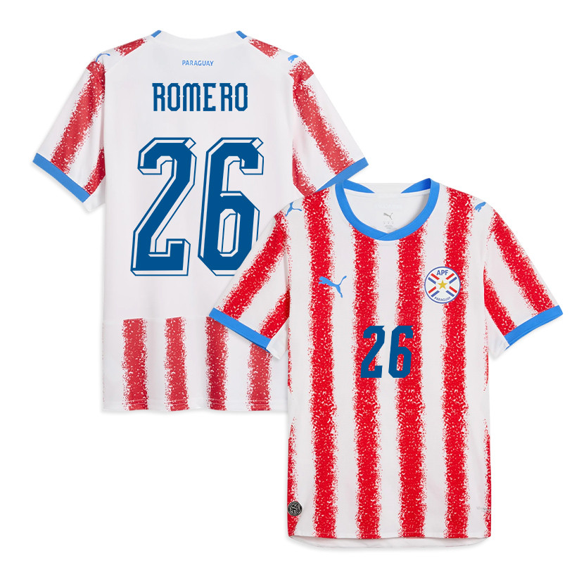Lucas Romero 26 Paraguay National Team 2026 Home Jersey - White/Red, Men - Jersey Teams