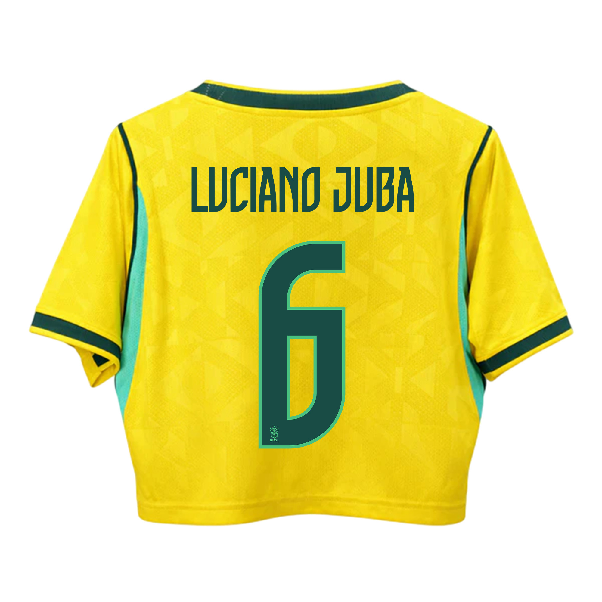 Luciano Juba 6 Brazil 2026 Home Women’s Cropped Jersey - Yellow - Jersey Teams