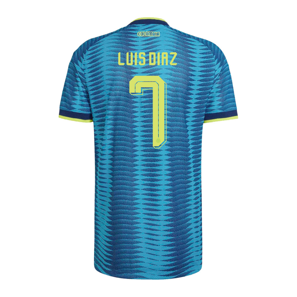 Luis Diaz 7 Colombia National Team 2026 Away Jersey - Turquoise, Men - Jersey Teams