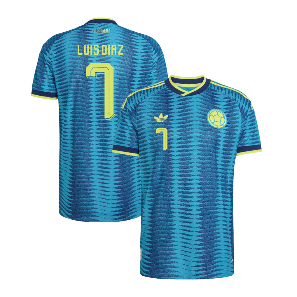 Luis Diaz 7 Colombia National Team 2026 Away Jersey - Turquoise, Men - Jersey Teams