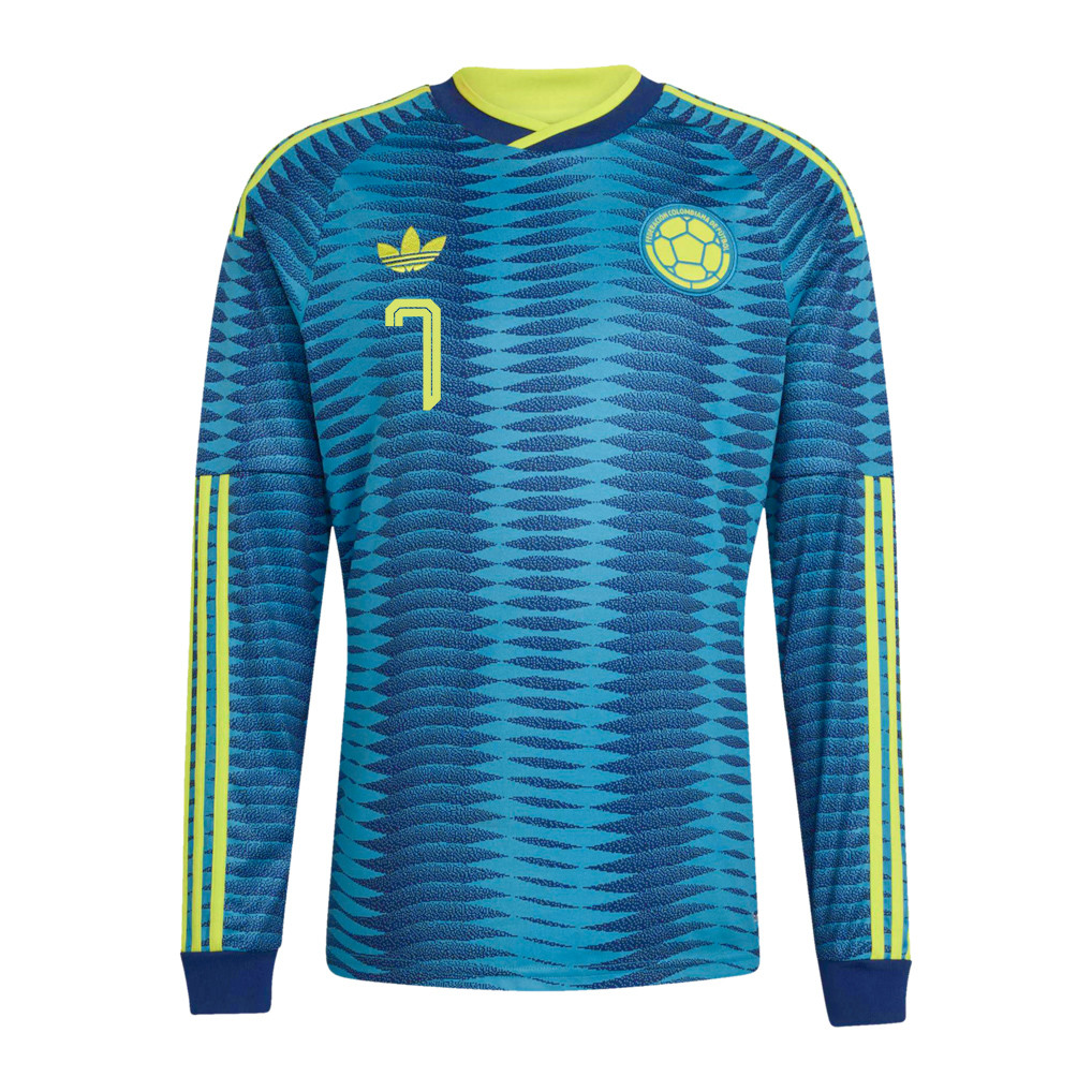 Luis Diaz 7 Colombia National Team 2026 Away Long Sleeve Jersey - Turquoise - Jersey Teams
