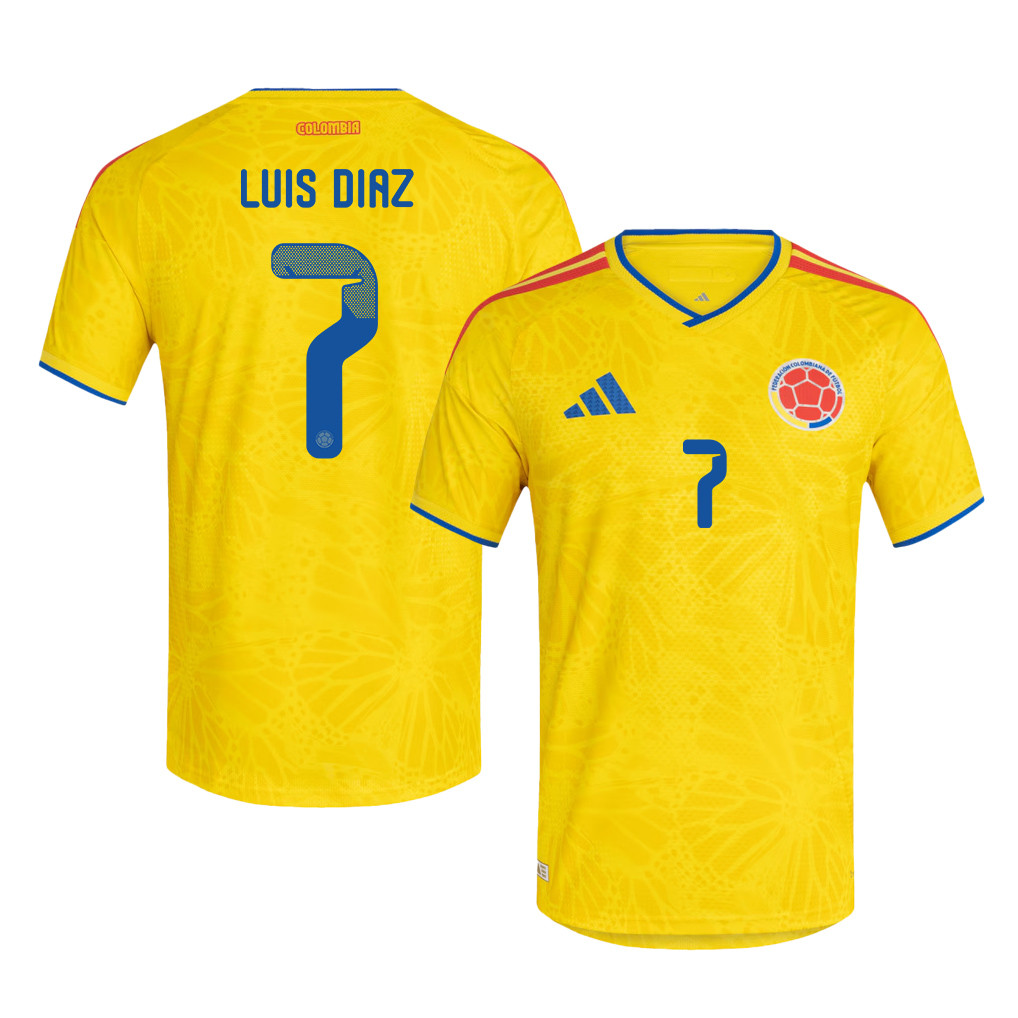 Luis Diaz 7 Colombia National Team 2026 Home Jersey - Yellow, Men - Jersey Teams