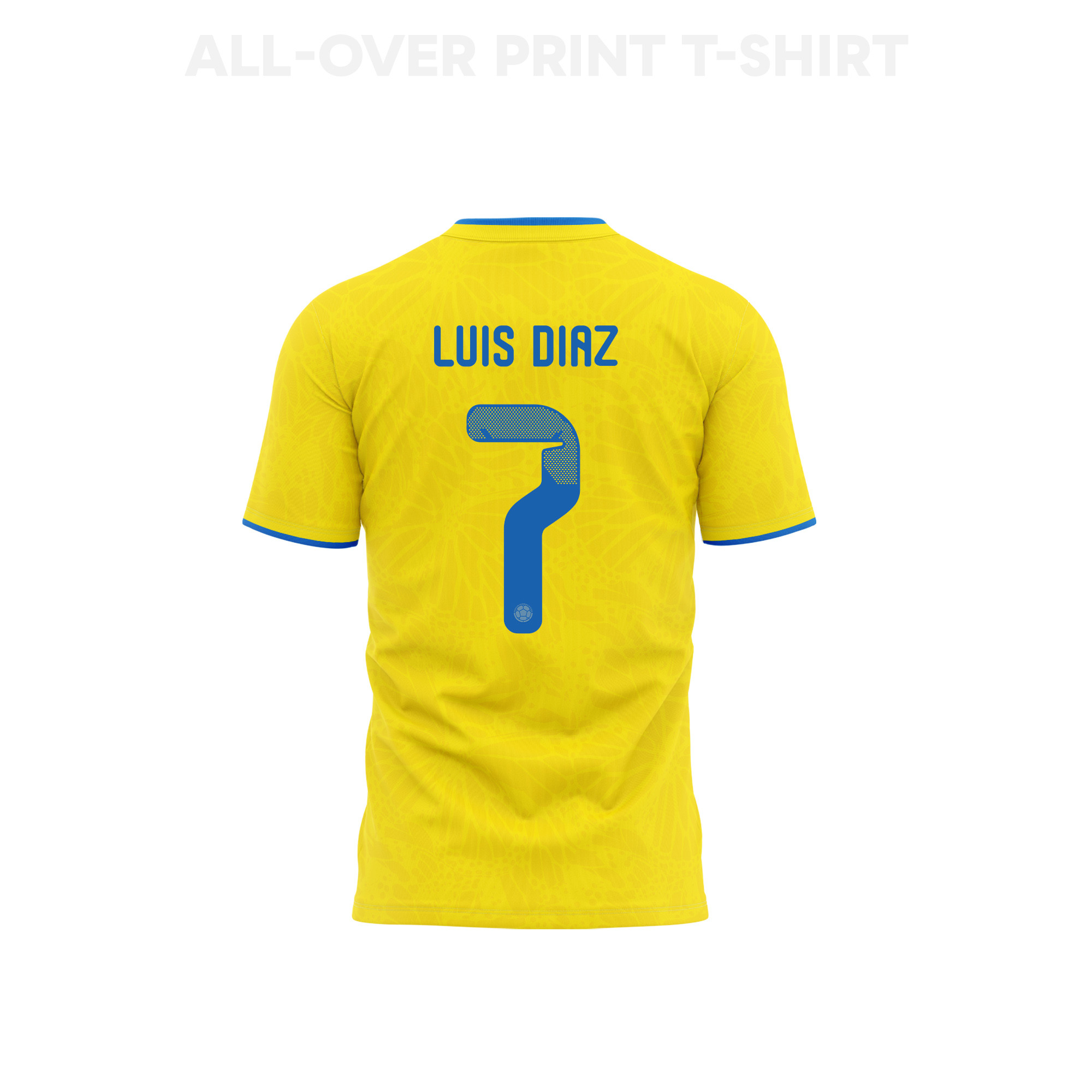 Luis Diaz 7 Youth Colombia 2026 Home 3D T-shirt Fully Printed – Yellow - Jersey Teams