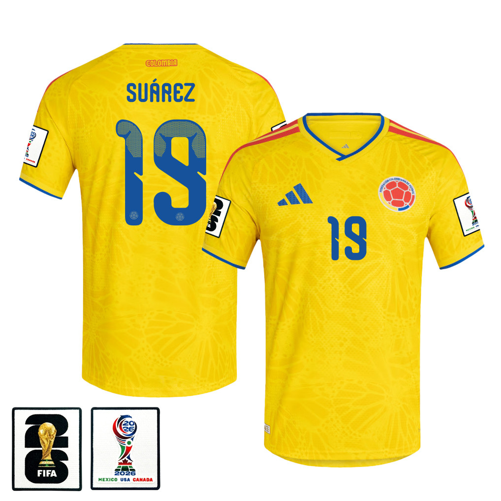 Luis Suárez 19 Colombia National Team 2026 x World Cup Patch Home Jersey - Yellow, Men - Jersey Teams