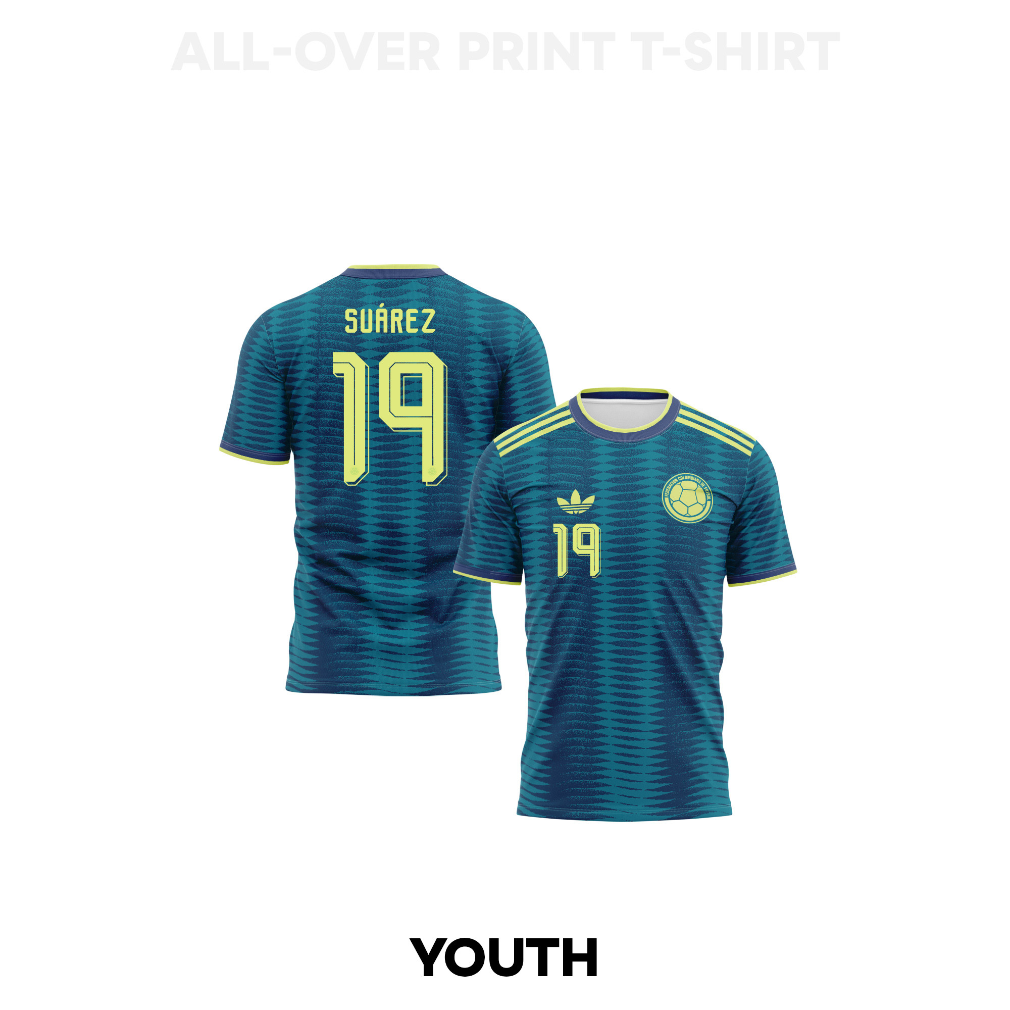 Luis Suárez 19 Youth Colombia 2026 Away 3D T-shirt Fully Printed – Turquoise - Jersey Teams