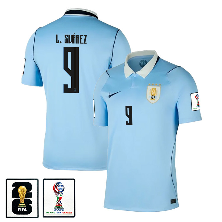 Luis Suárez 9 Uruguay National Team 2026 x World Cup Patch Home Jersey - Blue, Men - Jersey Teams