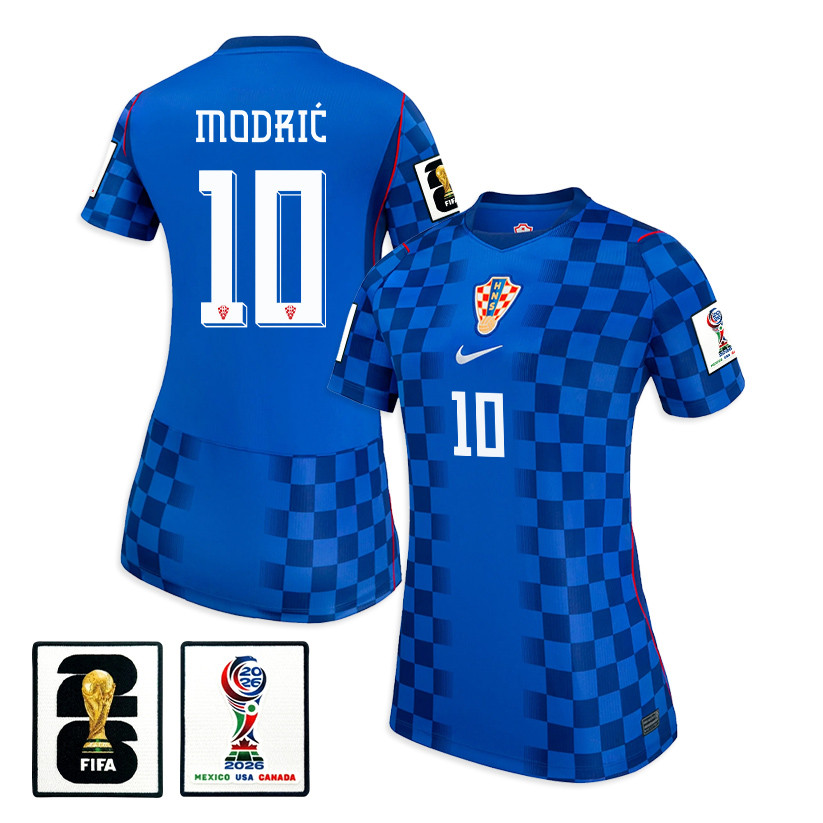 Luka Modrić 10 Women's Croatia National Team 2026 Away Jersey - Blue - Jersey Teams