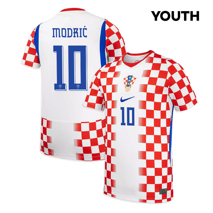Luka Modrić 10 Youth Croatia National Team 2026 Home Jersey - White/ Red - Jersey Teams
