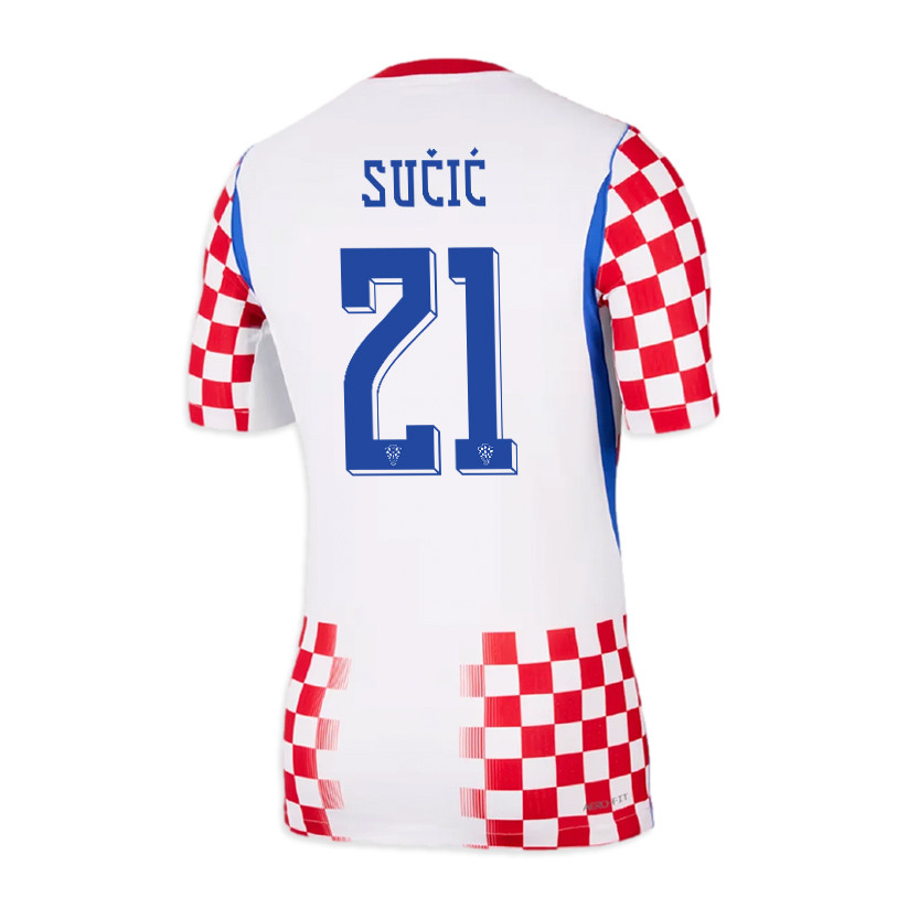 Luka Sučić 21 Croatia National Team 2026 x World Cup Patch Home Jersey - Men, White/ Red - Jersey Teams