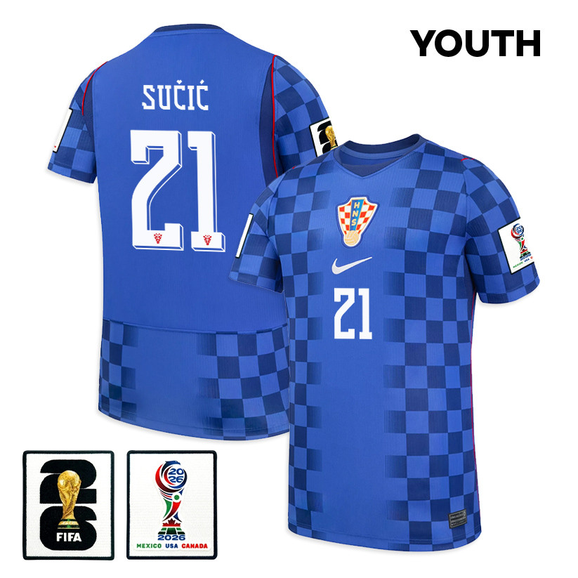Luka Sučić 21 Youth Croatia National Team 2026 Away Jersey - Blue - Jersey Teams