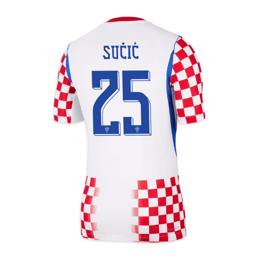 Luka Sučić 25 Croatia National Team 2026 x World Cup Patch Home Jersey - Men, White/ Red - Jersey Teams