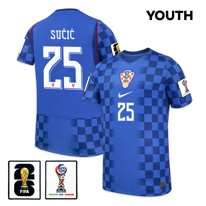 Luka Sučić 25 Youth Croatia National Team 2026 Away Jersey - Blue - Jersey Teams