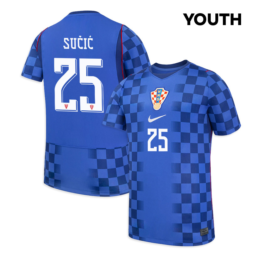 Luka Sučić 25 Youth Croatia National Team 2026 Away Jersey - Blue - Jersey Teams