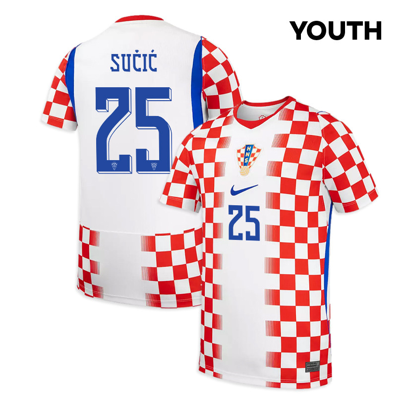 Luka Sučić 25 Youth Croatia National Team 2026 Home Jersey - White/ Red - Jersey Teams