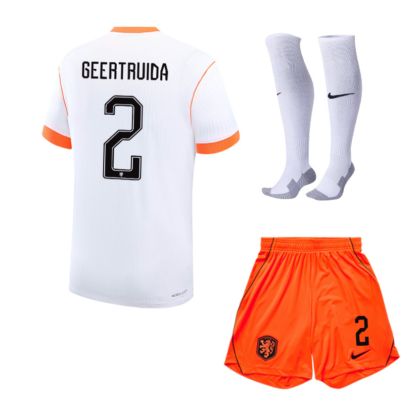 Lutsharel Geertruida 2 Netherlands 2026 Away Men Kit Set – White - Jersey Teams