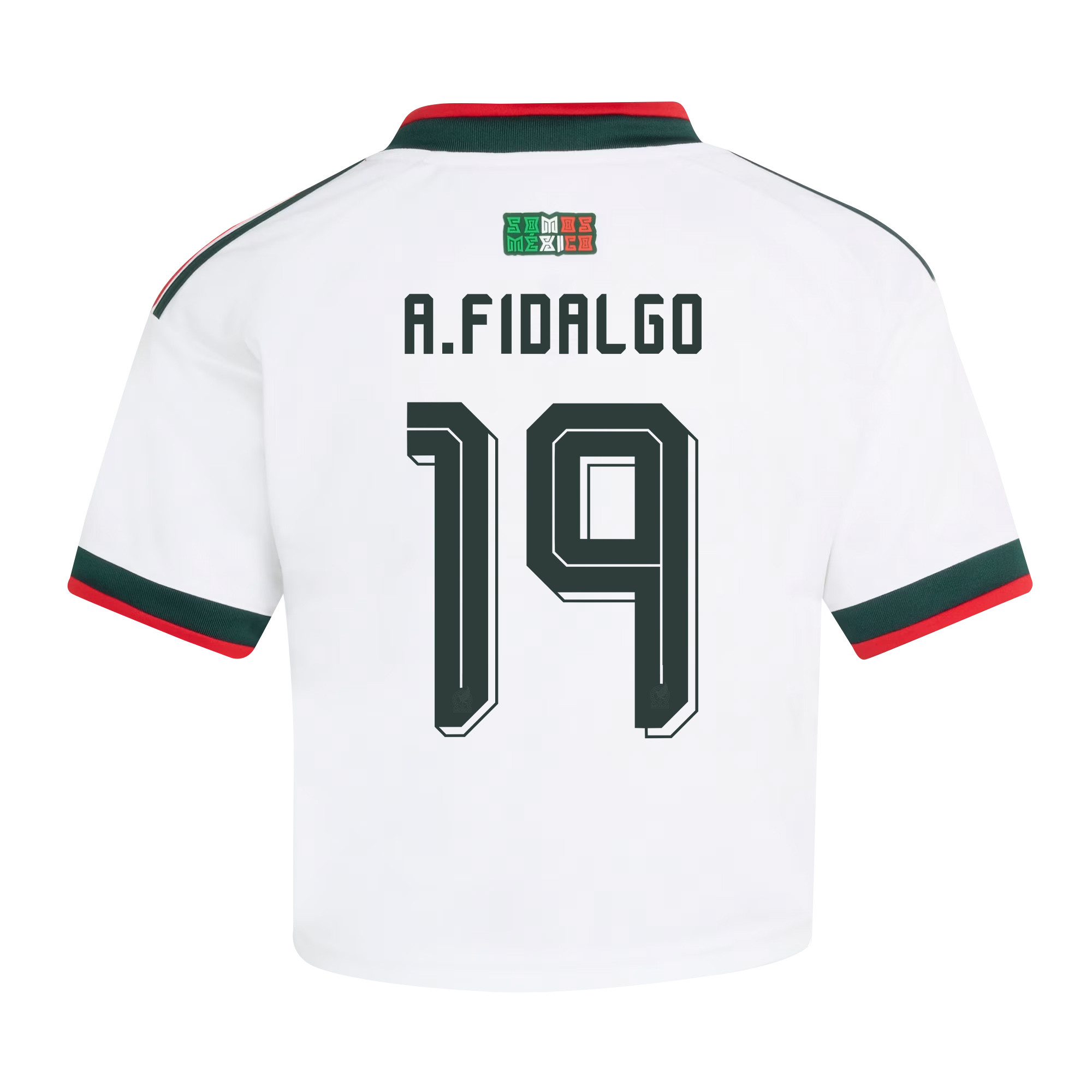 Álvaro Fidalgo 19 Mexico 2026 Away Women’s Cropped Jersey - White - Jersey Teams