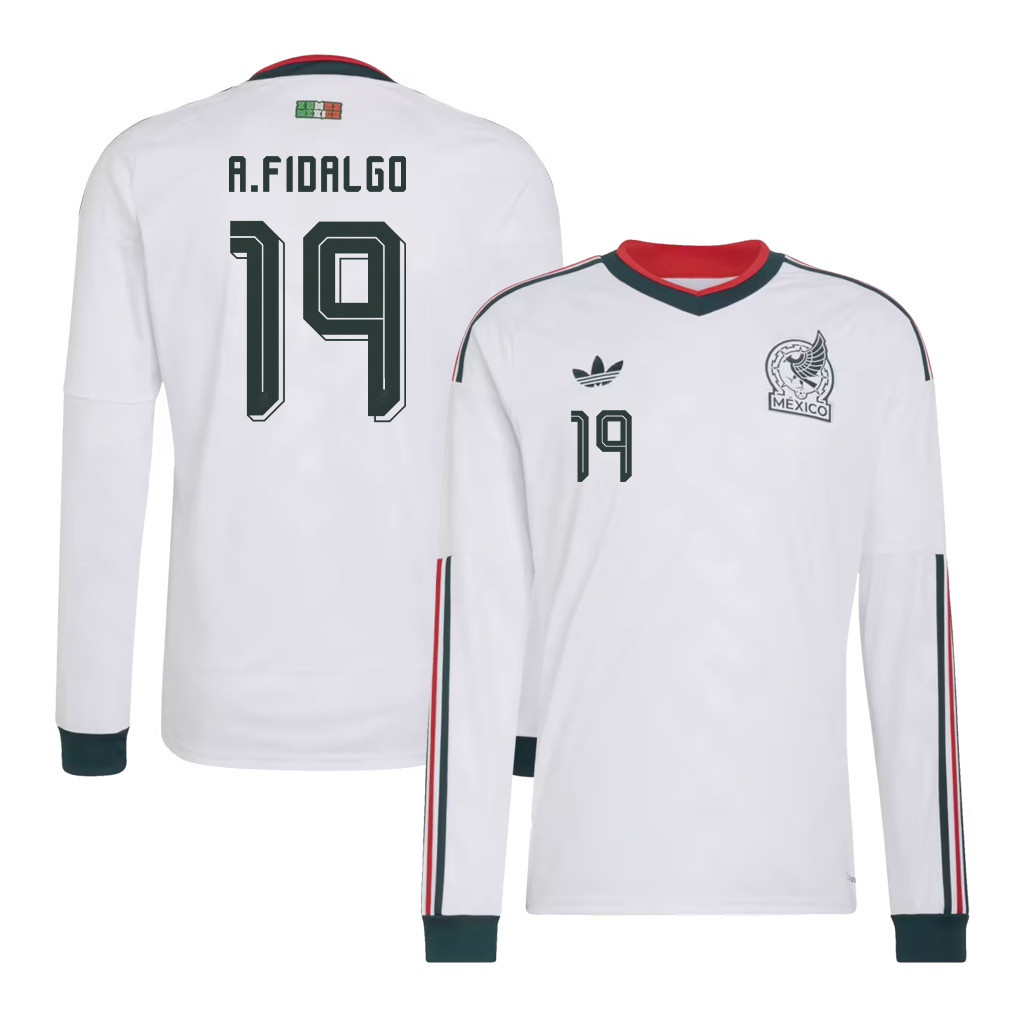 Álvaro Fidalgo 19 Mexico National Team 2026 Away Long Sleeve Jersey - White - Jersey Teams