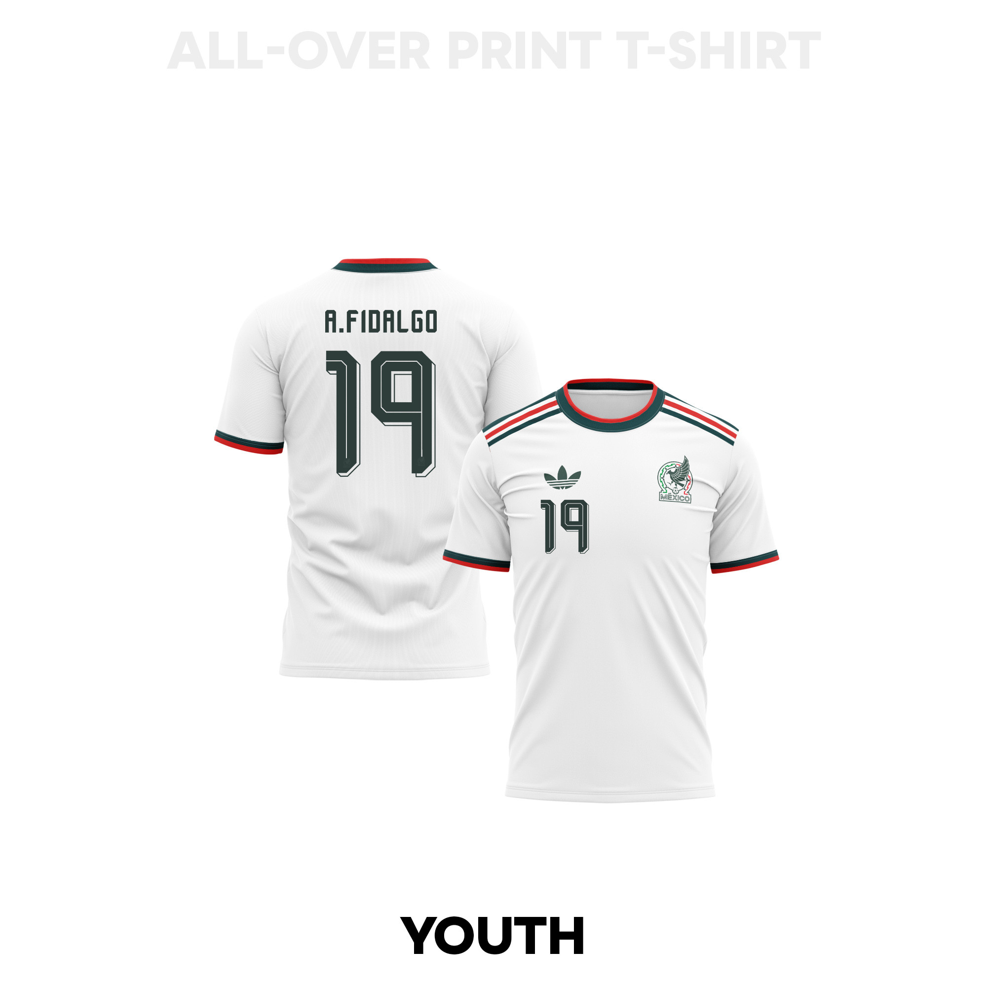 Álvaro Fidalgo 19 Youth Mexico 2026 Away 3D T-shirt Fully Printed – White - Jersey Teams