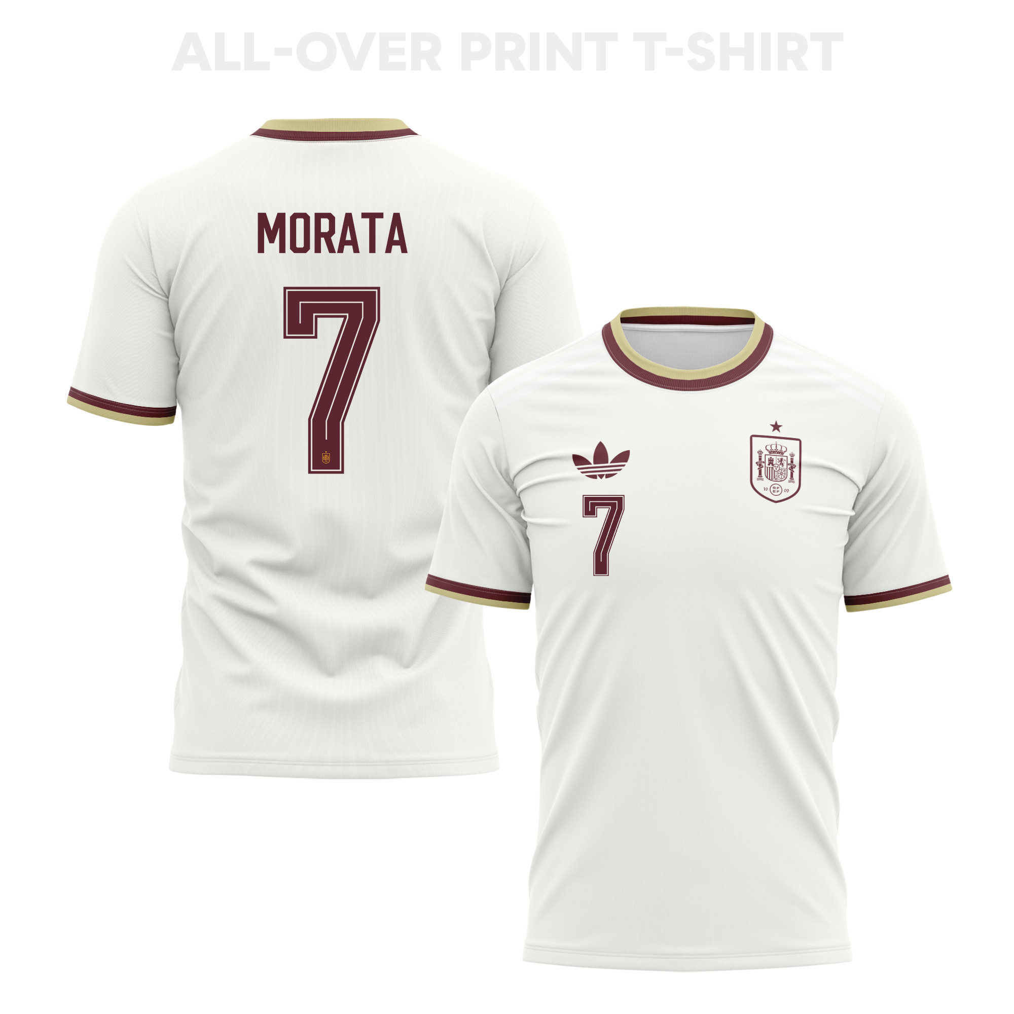 Álvaro Morata 7 Spain 2026 Away 3D T-Shirt Fully Printed – Unisex, White - Jersey Teams