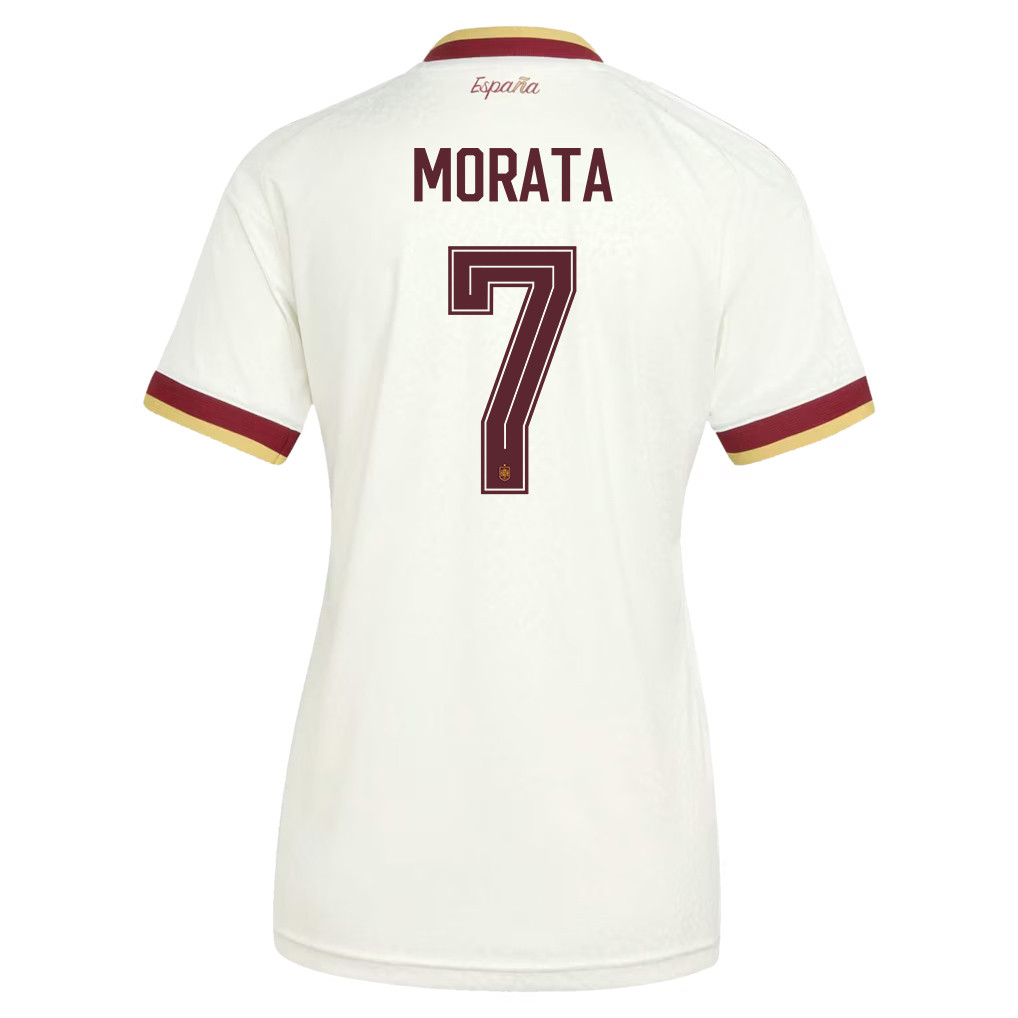 Álvaro Morata 7 Women's Spain National Team 2026 Away Jersey - White - Jersey Teams