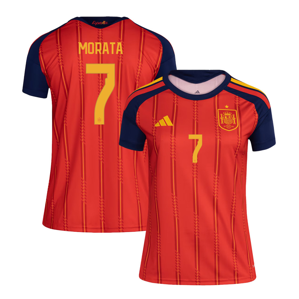 Álvaro Morata 7 Women's Spain National Team 2026 Home Jersey - Red - Jersey Teams