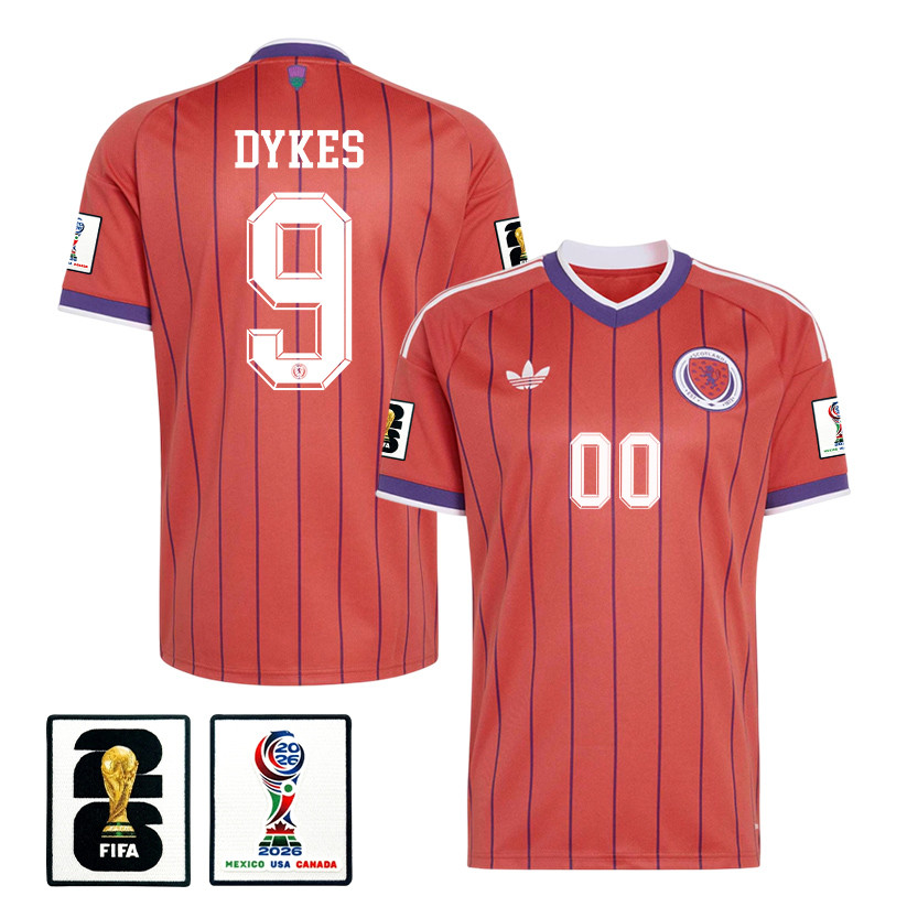 Lyndon Dykes 9 Scotland National Team 2026 x World Cup Patch Away Jersey - Red, Men - Jersey Teams