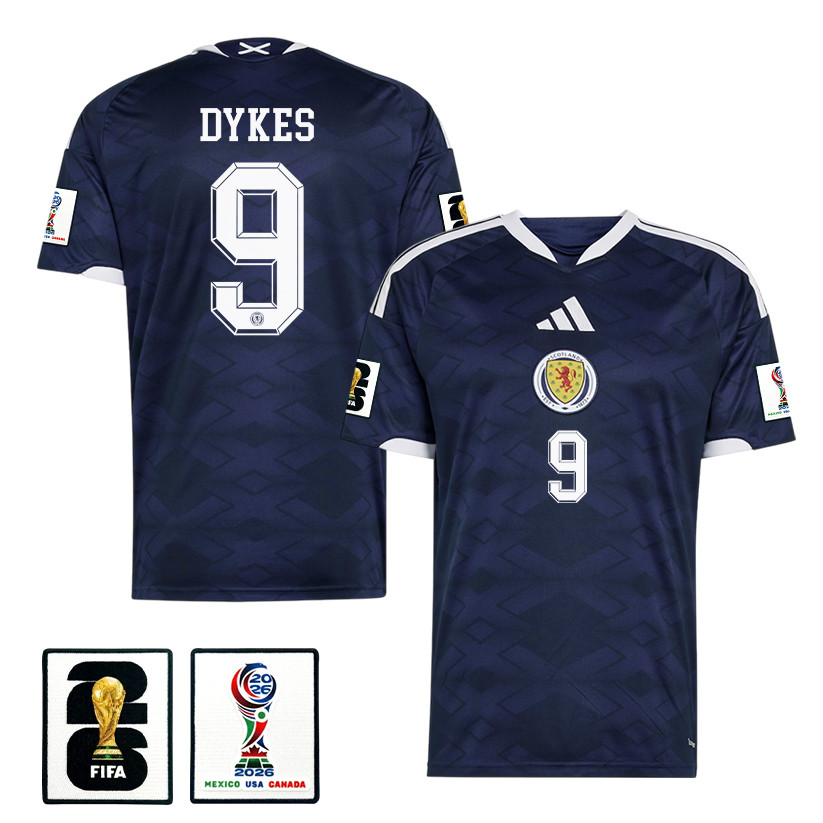 Lyndon Dykes 9 Scotland National Team 2026 x World Cup Patch Home Jersey - Navy, Men - Jersey Teams