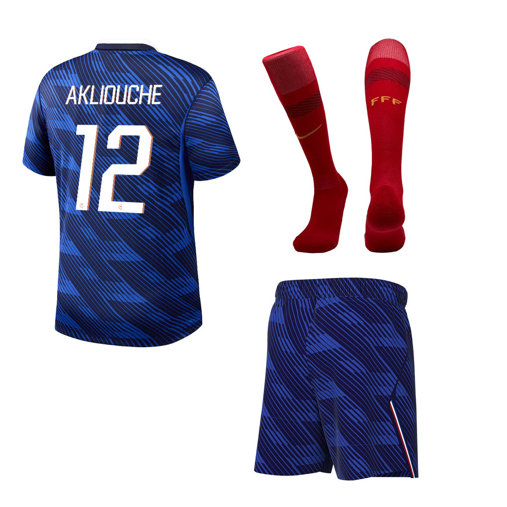 Maghnes Akliouche 12 France 2026 Home Men Kit Set – Blue - Jersey Teams
