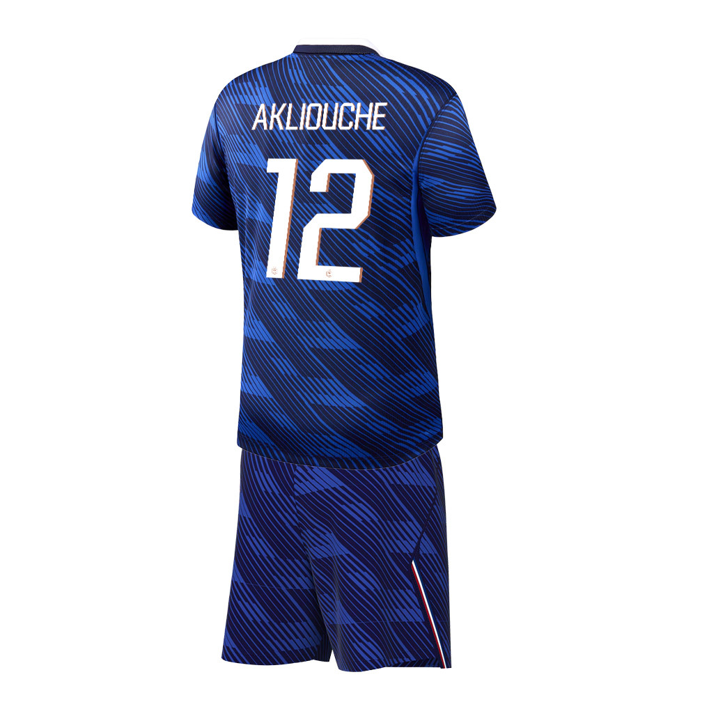 Maghnes Akliouche 12 France 2026 YOUTH Home Jersey & Shorts Set - Blue - Jersey Teams