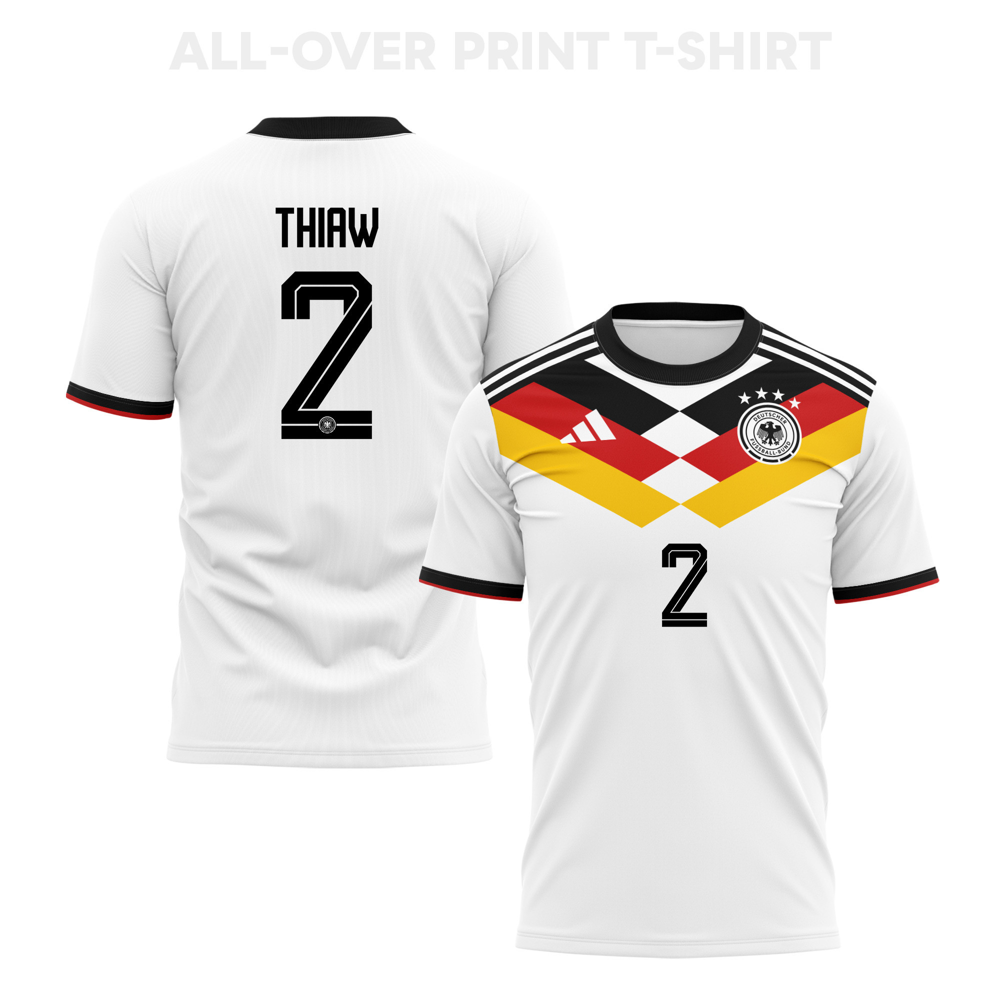 Malick Thiaw 2 Germany 2026 Home 3D T-Shirt Fully Printed – Unisex, White - Jersey Teams